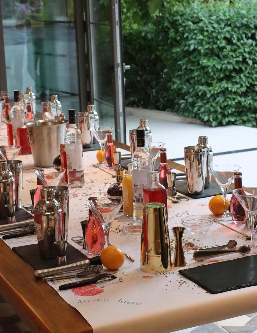 Styled cocktail party table setup